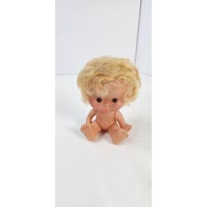 Vintage 1960s-70s Mini Baby Doll Hong Kong Marked Rooted Hair Freckles 3"